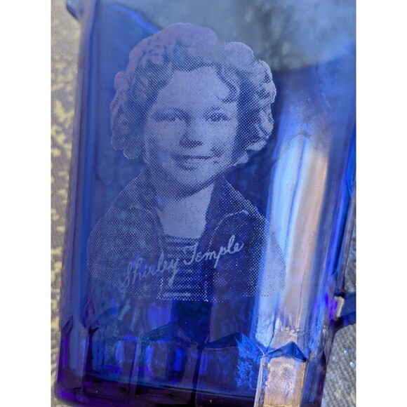Vintage Shirley Temple 4.5” Tall Cobalt Blue Depression Glass Cream Pitcher 30s - Picture 4 of 9